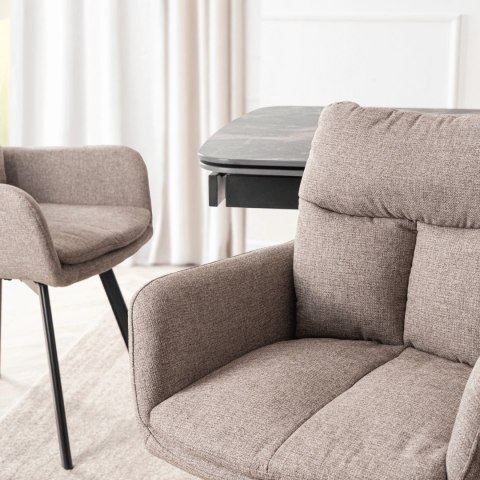 Krzesło Tapicerowane Obrotowe do Salonu CORTADO Brązowe Nowoczesne