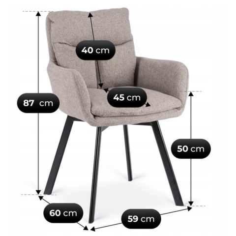 Krzesło Tapicerowane Obrotowe do Salonu CORTADO Brązowe Nowoczesne