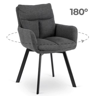 Krzesło Tapicerowane Obrotowe do Salonu CORTADO Ciemnoszare Nowoczesne