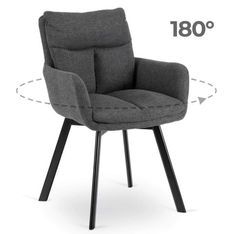 Krzesło Tapicerowane Obrotowe do Salonu CORTADO Ciemnoszare Nowoczesne