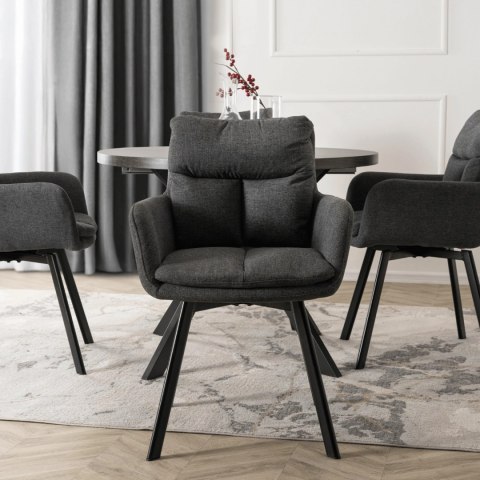 Krzesło Tapicerowane Obrotowe do Salonu CORTADO Ciemnoszare Nowoczesne