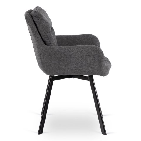 Krzesło Tapicerowane Obrotowe do Salonu CORTADO Ciemnoszare Nowoczesne