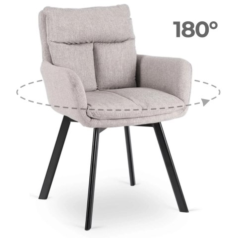 Krzesło Tapicerowane Obrotowe do Salonu CORTADO Szare Nowoczesne