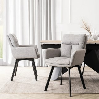 Krzesło Tapicerowane Obrotowe do Salonu CORTADO Szare Nowoczesne