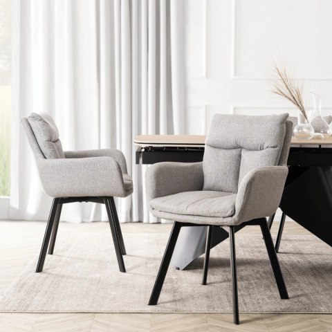 Krzesło Tapicerowane Obrotowe do Salonu CORTADO Szare Nowoczesne