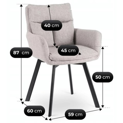 Krzesło Tapicerowane Obrotowe do Salonu CORTADO Szare Nowoczesne