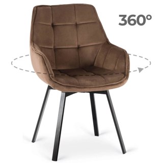 Krzesło Obrotowe LUNA Brązowe Welurowe