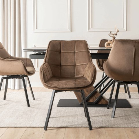 Krzesło Obrotowe LUNA Brązowe Welurowe