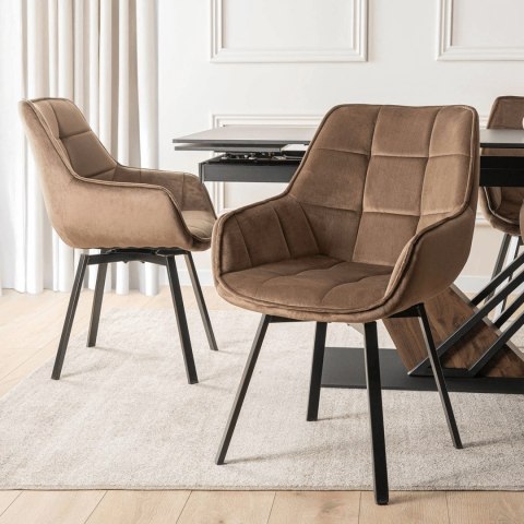 Krzesło Obrotowe LUNA Brązowe Welurowe