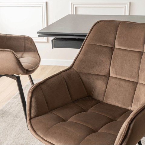 Krzesło Obrotowe LUNA Brązowe Welurowe