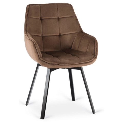 Krzesło Obrotowe LUNA Brązowe Welurowe