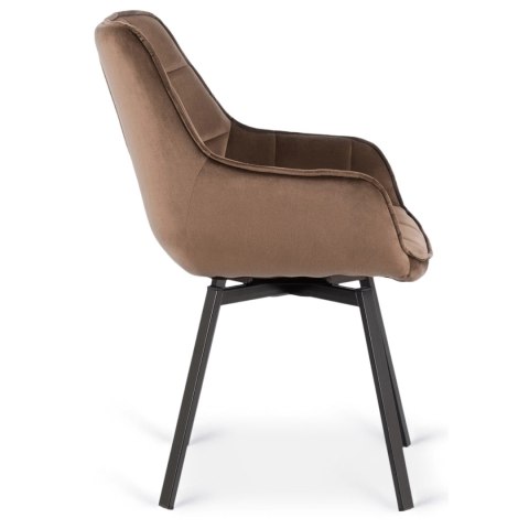 Krzesło Obrotowe LUNA Brązowe Welurowe