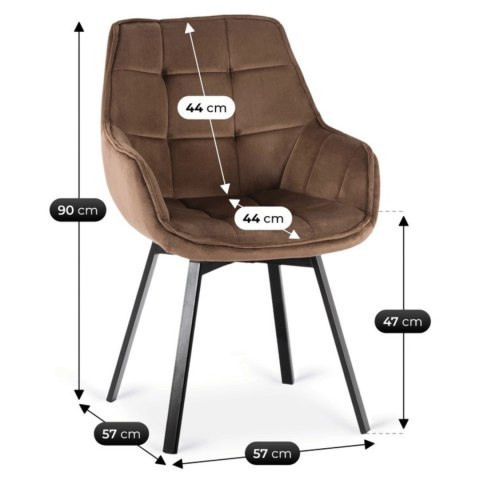 Krzesło Obrotowe LUNA Brązowe Welurowe