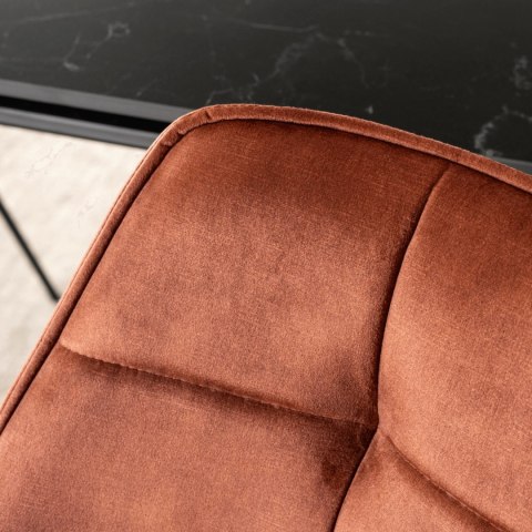 Krzesło Tapicerowane Obrotowe do Salonu LUNA Rude Welurowe Nowoczesne Loft