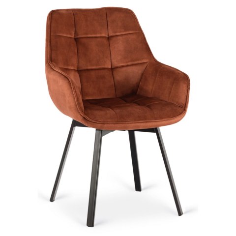 Krzesło Tapicerowane Obrotowe do Salonu LUNA Rude Welurowe Nowoczesne Loft
