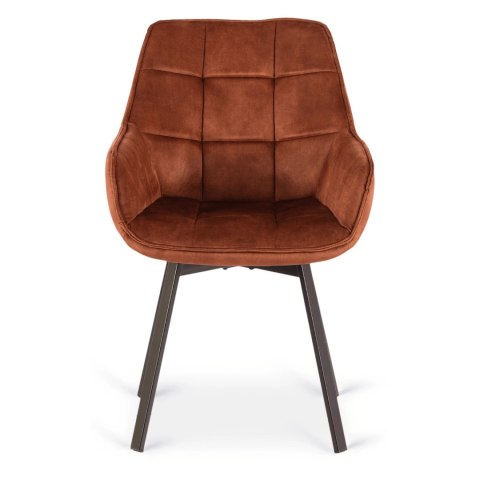 Krzesło Tapicerowane Obrotowe do Salonu LUNA Rude Welurowe Nowoczesne Loft