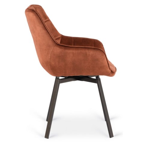 Krzesło Tapicerowane Obrotowe do Salonu LUNA Rude Welurowe Nowoczesne Loft