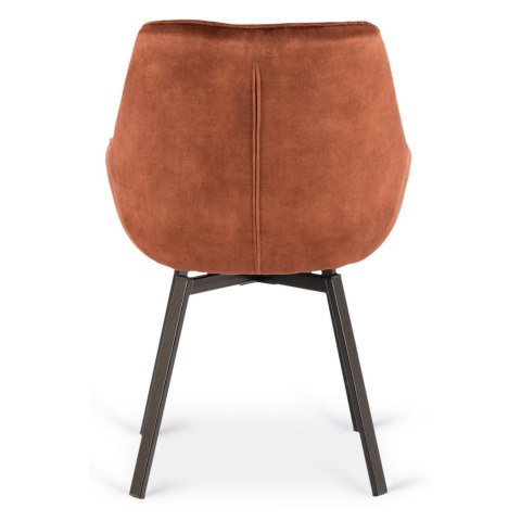 Krzesło Tapicerowane Obrotowe do Salonu LUNA Rude Welurowe Nowoczesne Loft