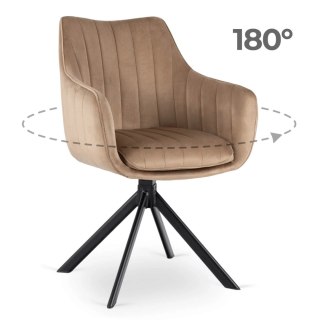Krzesło Obrotowe MUMBAI 2 Beżowe Welurowe