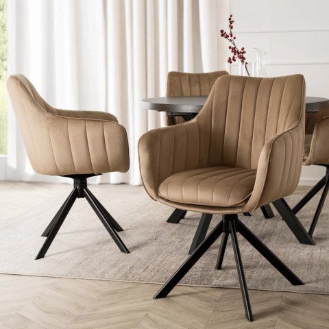 Krzesło Obrotowe MUMBAI 2 Beżowe Welurowe