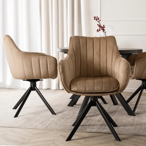 Krzesło Obrotowe MUMBAI 2 Beżowe Welurowe