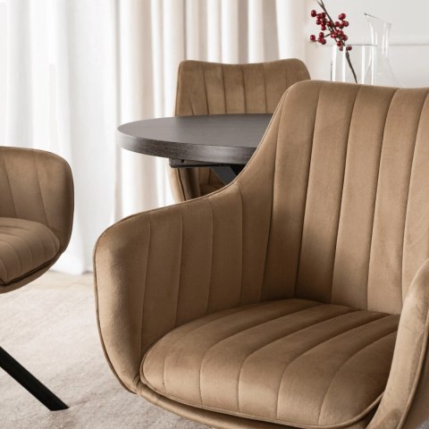 Krzesło Obrotowe MUMBAI 2 Beżowe Welurowe