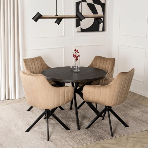 Krzesło Obrotowe MUMBAI 2 Beżowe Welurowe