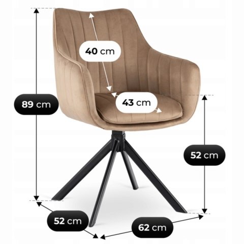 Krzesło Obrotowe MUMBAI 2 Beżowe Welurowe