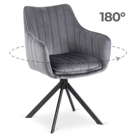 Krzesło Obrotowe MUMBAI 2 Szare Welurowe