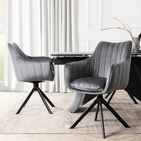 Krzesło Obrotowe MUMBAI 2 Szare Welurowe