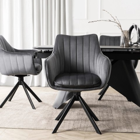 Krzesło Obrotowe MUMBAI 2 Szare Welurowe