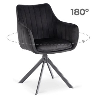 Krzesło Obrotowe MUMBAI Czarne Welurowe
