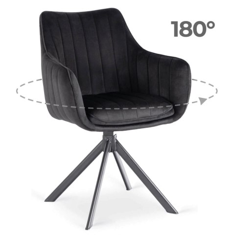 Krzesło Obrotowe MUMBAI Czarne Welurowe