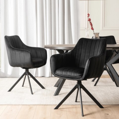 Krzesło Obrotowe MUMBAI Czarne Welurowe