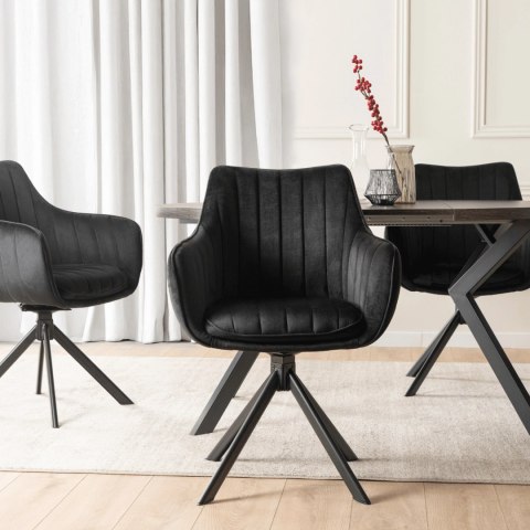 Krzesło Obrotowe MUMBAI Czarne Welurowe