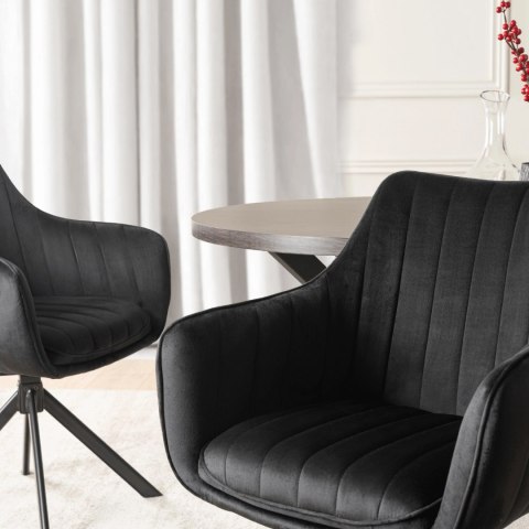 Krzesło Obrotowe MUMBAI Czarne Welurowe