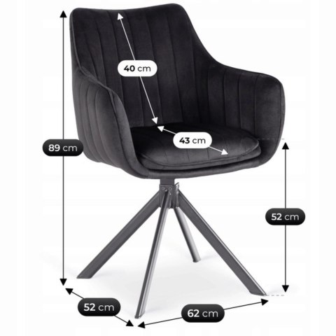 Krzesło Obrotowe MUMBAI Czarne Welurowe