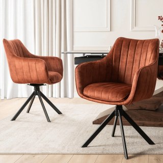 Krzesło Obrotowe MUMBAI Rude Welurowe