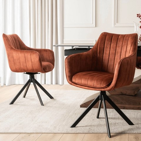 Krzesło Obrotowe MUMBAI Rude Welurowe