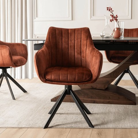 Krzesło Obrotowe MUMBAI Rude Welurowe