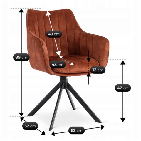 Krzesło Obrotowe MUMBAI Rude Welurowe