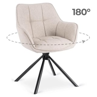 Krzesło Tapicerowane Obrotowe PEONY 2 Beżowe Nowoczesne Loft