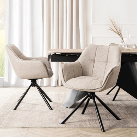Krzesło Tapicerowane Obrotowe PEONY 2 Beżowe Nowoczesne Loft