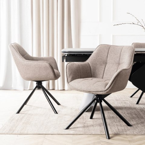 Krzesło Tapicerowane Obrotowe PEONY 2 Cappuccino Nowoczesne Loft
