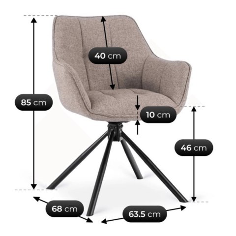Krzesło Tapicerowane Obrotowe PEONY 2 Cappuccino Nowoczesne Loft