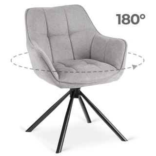 Krzesło Tapicerowane Obrotowe PEONY 2 Szare Nowoczesne Loft