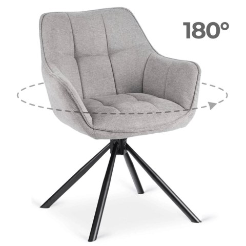 Krzesło Tapicerowane Obrotowe PEONY 2 Szare Nowoczesne Loft
