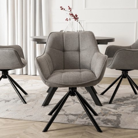 Krzesło Tapicerowane Obrotowe PEONY 2 Szare Nowoczesne Loft