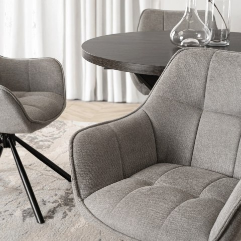 Krzesło Tapicerowane Obrotowe PEONY 2 Szare Nowoczesne Loft