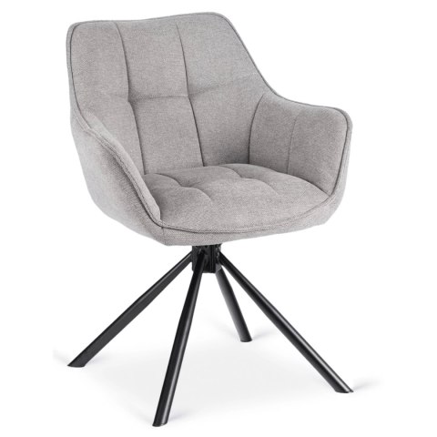 Krzesło Tapicerowane Obrotowe PEONY 2 Szare Nowoczesne Loft